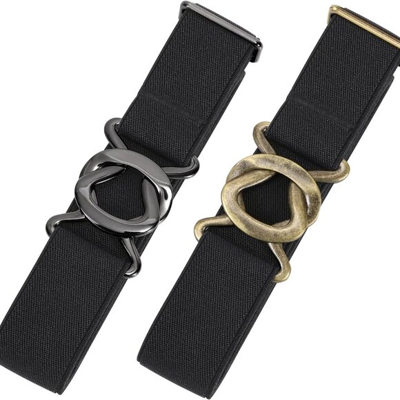 2-Pack Women’s No Show Stretch Belt - Adjustable for Sizes 0-14, Flat Buckle - Picture 1 of 9